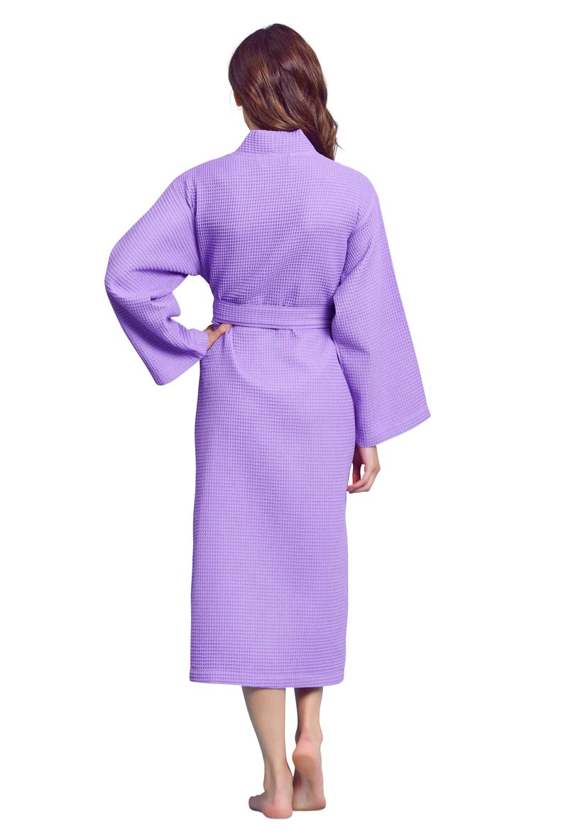 Soft Touch Linen- Luxurious Robe Soft- Absorbent Lightweight- Long Kimono Waffle Hotel/Spa Cotton Bathrobe for Women, (Lavender, Small) - Image 5